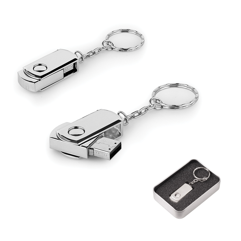 8 GB Döner Kapaklı Metal Anahtarlık USB Bellek  - 7263